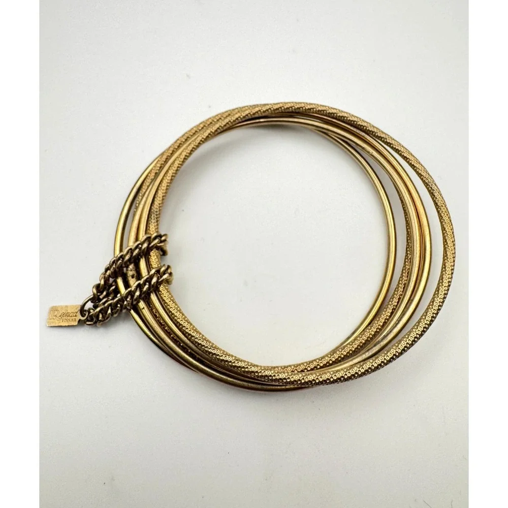 Vintage REINAD Bangle Set Multi Strand Interlocking Rolling Bracelet 5th Ave NY